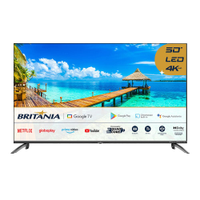 Smart TV DLED 50" Ultra HD Britânia 4K BTV50G7EACGB Android TV, HDMI, USB, Wi-Fi, Dolby Audio, Processador Quad-Core e Controle com Comando de voz