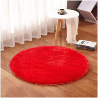 Tapete Saturs Shaggy Pelo Alto Vermelho Redondo 140cm