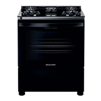 Fogão Brastemp 5 Bocas Preto Com Mesa De Vidro E Turbo Chama - Bfs5vce Bivolt