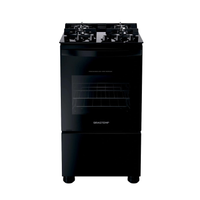 Fogão Brastemp 4 Bocas Preto com mesa de vidro e dupla chama - BFO4XAE - Bivolt