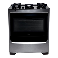 Fogão Consul 5 Bocas Cor Inox Com Mesa De Vidro E Grade De Ferro Fundido - Cfs5var Bivolt