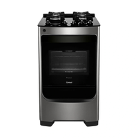 Fogão Consul 4 Bocas Cor Inox Com Mesa De Vidro E Grade De Ferro Fundido - Cfo4var Bivolt