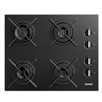 Cooktop 4 Bocas A Gás Consul Com Grades Estáveis E Mesa De Vidro - Cd060be Bivolt