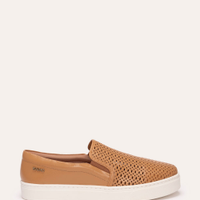 Tênis slip on de couro com recortes via uno marrom