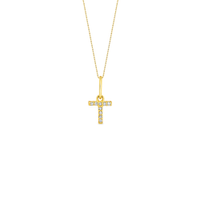 Pingente Letra T em Ouro Amarelo 18k com Diamantes, 6mm