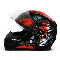 Capacete Fechado Fw3 Gt Skull Caveira Preto Tamanho 56 - 56