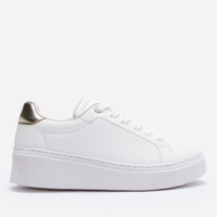 Tênis feminino casual flatform com detalhes branco