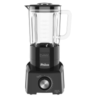 Liquidificador Philco PLQ1350 Turbo Glass Pro Maxx 6 Preto 1200W com Copo de Vidro e 12 Velocidades - 110V