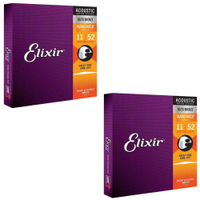 Kit 2 Encordoamento Violão Aço 011 Elixir Custom Light 11027 Made in USA