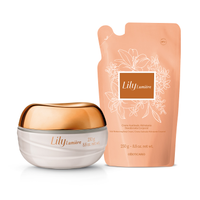 Combo Lily Lumière: Creme Acetinado Desodorante Hidratante Corporal 250g + Refil 250g