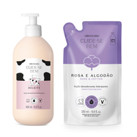 Combo Cuide-se Bem: Loção Corporal Deleite 400ml + Refil Rosa e Algodão 350ml