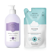 Combo Cuide-se Bem: Loção Corporal Rosa e Algodão 400ml + Refil Boa Noite 350ml