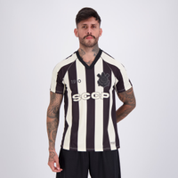 Camisa Corinthians Raglan Dry Listrada Preta e Branca