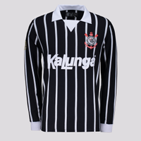 Camisa Corinthians Retrô Kalunga Manga Longa Preta