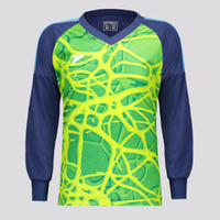 Camisa Manga Longa Poker Goleiro Fio Juvenil Azul e Verde