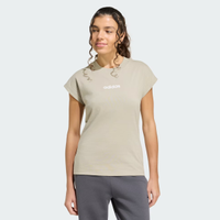 Camiseta Adidas Logo Linear Feminina Bege e Branca