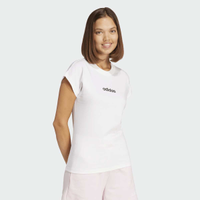 Camiseta Adidas Logo Linear Feminina Branca e Preta