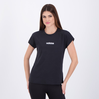 Camiseta Adidas Logo Linear Feminina Preta e Branca