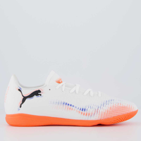 Chuteira Puma Future 8 Play IT Futsal Branca e Laranja