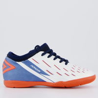 Chuteira Umbro Domain Futsal Juvenil Branca e Laranja