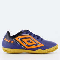 Chuteira Umbro Fast II Futsal Juvenil Marinho e Laranja