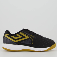 Chuteira Umbro Pro 5 Bump Futsal Juvenil Preta e Dourada