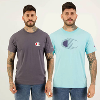 Kit 02 Camisetas Champion Cinza Escuro e Azul
