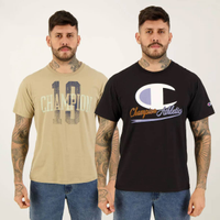 Kit 02 Camisetas Champion Preta e Bege