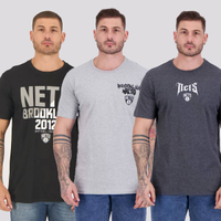 Kit 03 Camisetas NBA I Cinza e Preta