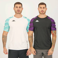 Kit 2 Camisas Kappa Raglany Preta e Branca