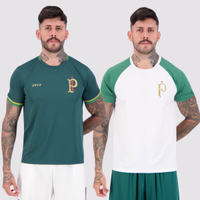 Kit 2 Camisas Palmeiras Energy e Palestra Raglan Branca e Verde