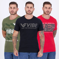 Kit 3 Camisetas Vibe Vermelha Verde e Preta