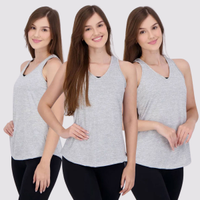 Kit de 3 Regatas Area Mescla Branca
