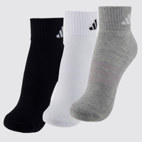 Kit Meia Adidas ESS Ank 3 Pares Cinza, Branca e Preta
