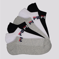 Kit Meia Fila Light 6 Pares Cano Curto Cinza Branca e Preta