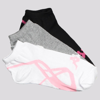 Kit Meia Kappa 3 Pares Cano Baixo Branca Cinza e P