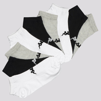 Kit Meia Kappa 9 Pares Sapatilha Branca Cinza e Preta