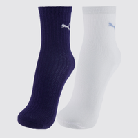 Kit Meia Puma Cano Médio 2 Pares Feminina Branca e