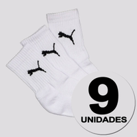 Kit Meia Puma Cano Médio 9 Pares Feminina Branca