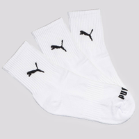 Kit Meia Puma Esportiva Cano Médio 3 Pares Branca