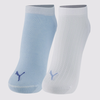 Kit Meia Puma Sapatilha 2 Pares Feminina Azul e Br