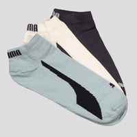 Kit Meia Puma Sapatilha 3 Bege Preta e Verde