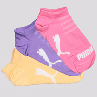 Kit Meia Puma Sapatilha 3 Pares Infantil Laranja R