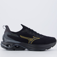 Tênis Mizuno Wave Mirai 7 Preto e Dourado