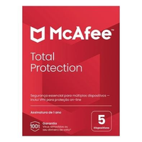 Gift Card Antivirus McAfee Proteção Total para 05 Dispositivos - 1 Ano de acesso, Digital para download