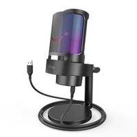 Microfone Gamer Fifine A8 Ampligame RGB, USB, PC PS4 PS5, com Suporte, Preto - A8