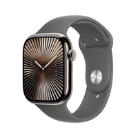 Apple Watch Series 10 GPS + Cellular, Caixa Natural de Titânio de 46 mm, Pulseira Esportiva Cinza-Pedra, Tamanho M/G - MWYA3AM/A