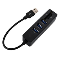 Adaptador HUB ELG USB 5 Em 1, Entrada USB para 3 Portas USB-A + 1 Porta Mini SD Card + 1 Porta Micro SD Card, Preto - HUB51SD-v2