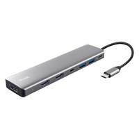HUB DockStation Trust Dalyx USB-C, 7 em 1, para 2x HDMI, DisplayPort, 2x USB-A 3.2 Gen 1, USB-C 3.2 Gen 1, USB-C PD 100W - 25661