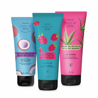 Combo Cuide-se Bem Feira Misturinha: Shampoo Vinagre de Framboesa 230ml + Condicionador Óleo de Coco 170ml + Creme de Pentear Seiva de Babosa 200ml